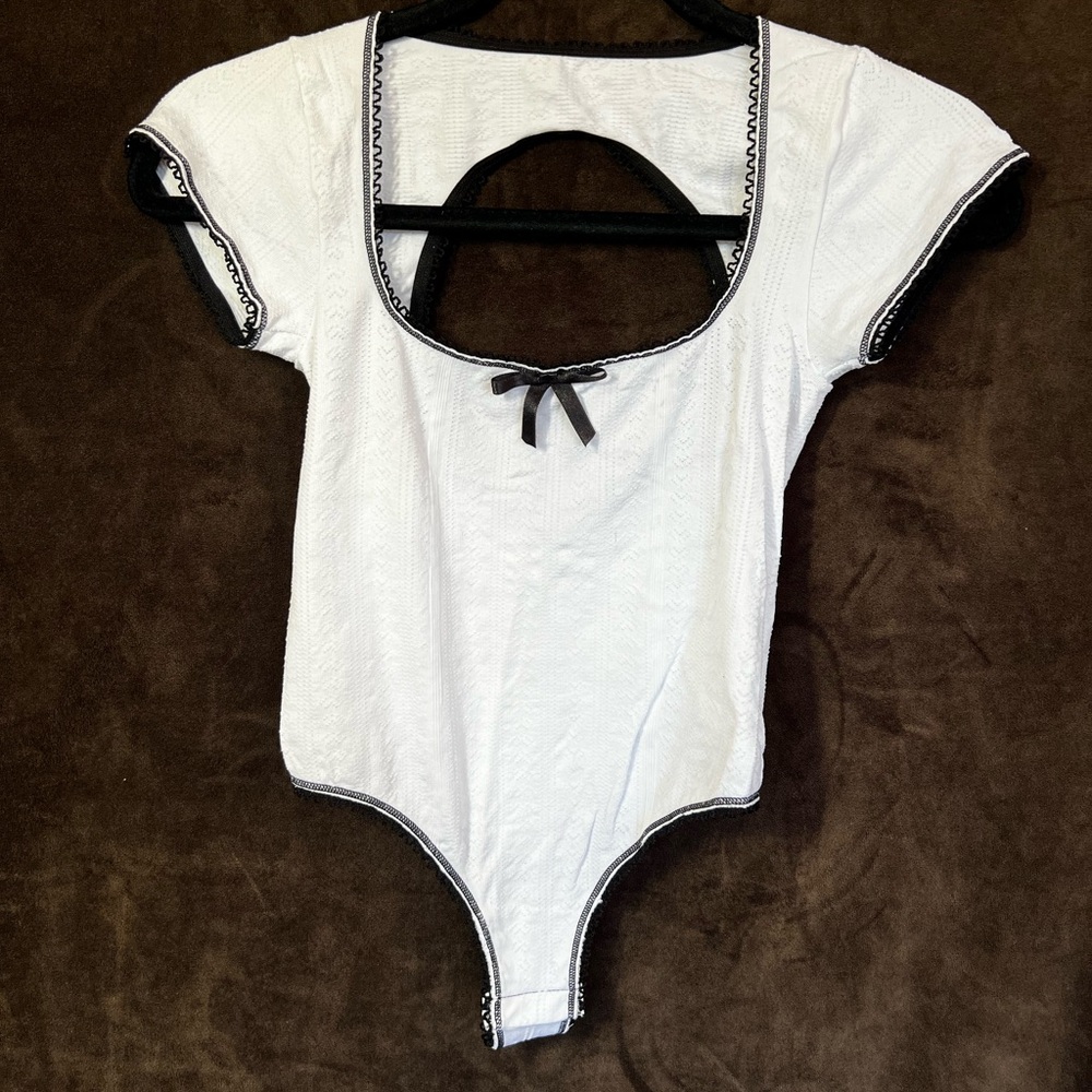 White Bodysuit with Black Trim